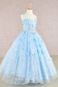 3 d flower applique jewel mesh kids dress w long mesh cloak GLGK105