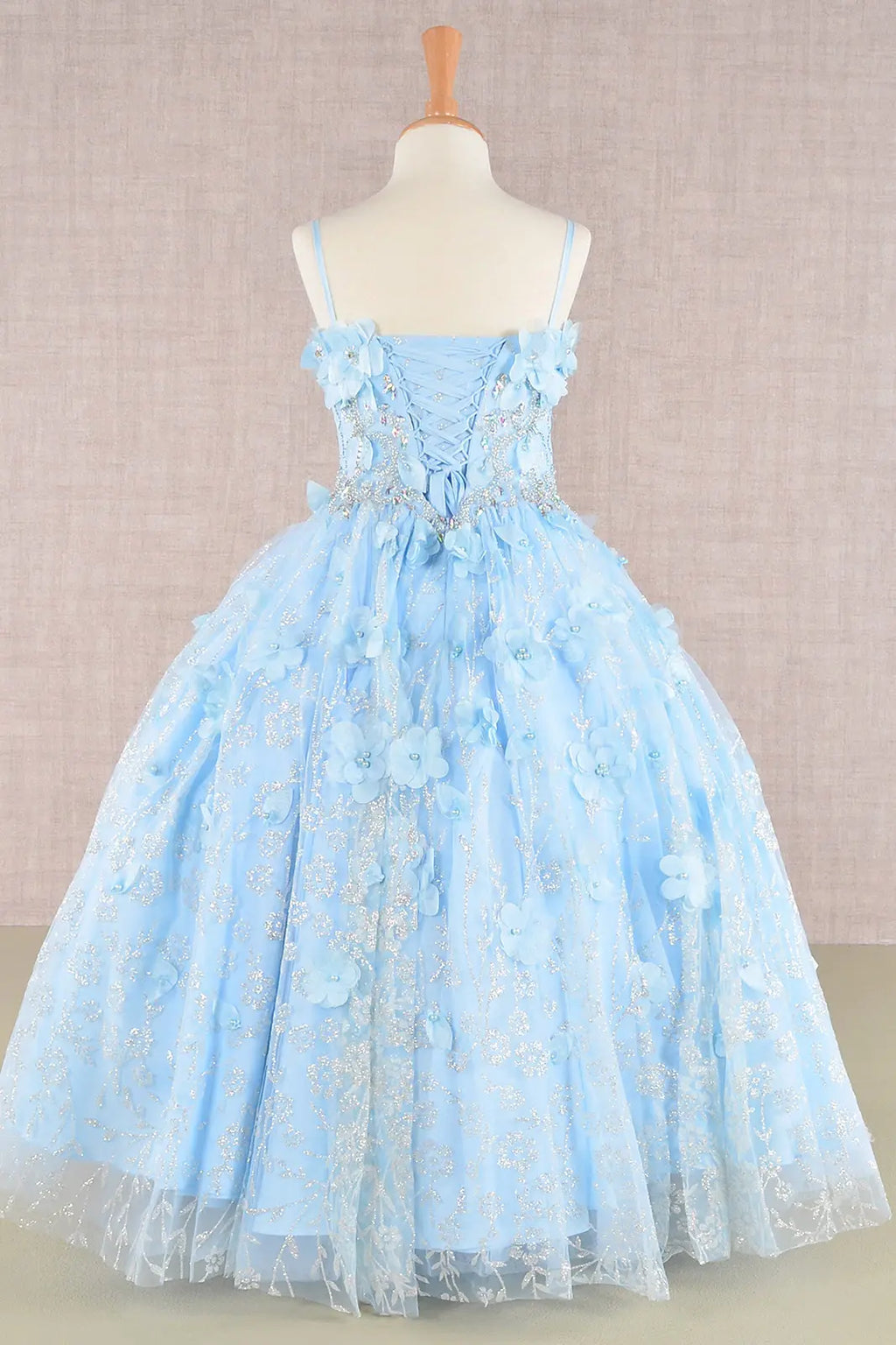 3 d flower applique jewel mesh kids dress w long mesh cloak GLGK105