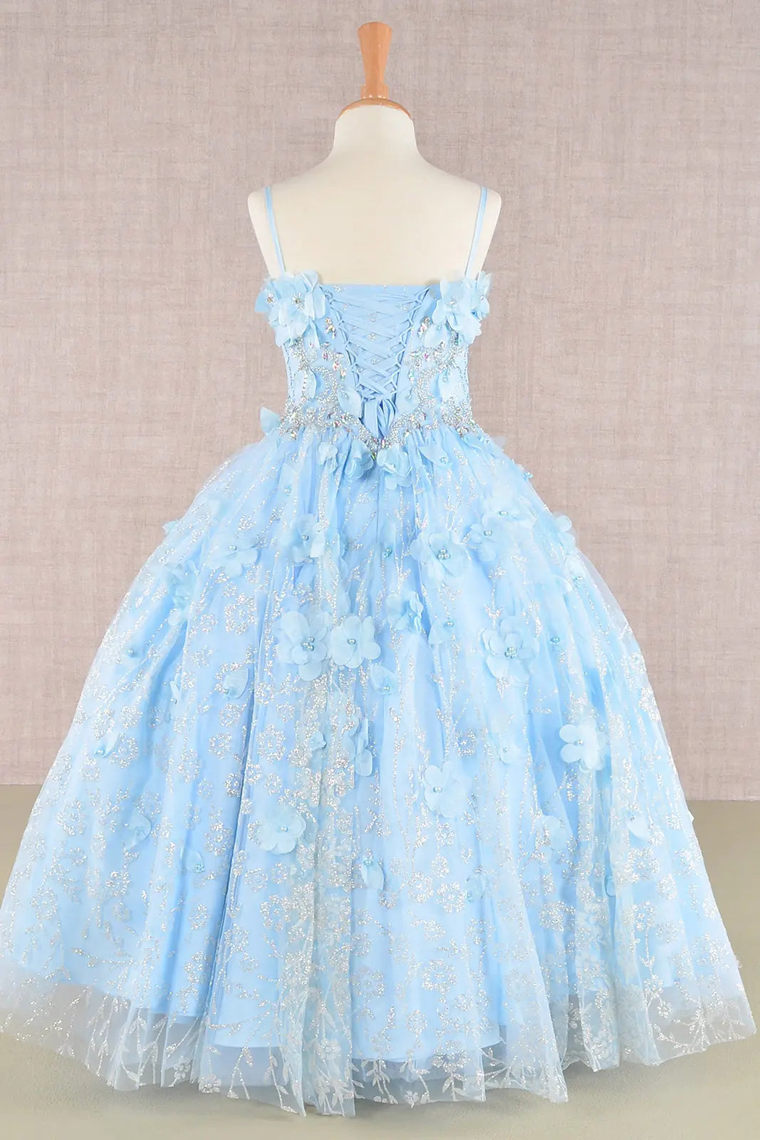 3 d flower applique jewel mesh kids dress w long mesh cloak GLGK105